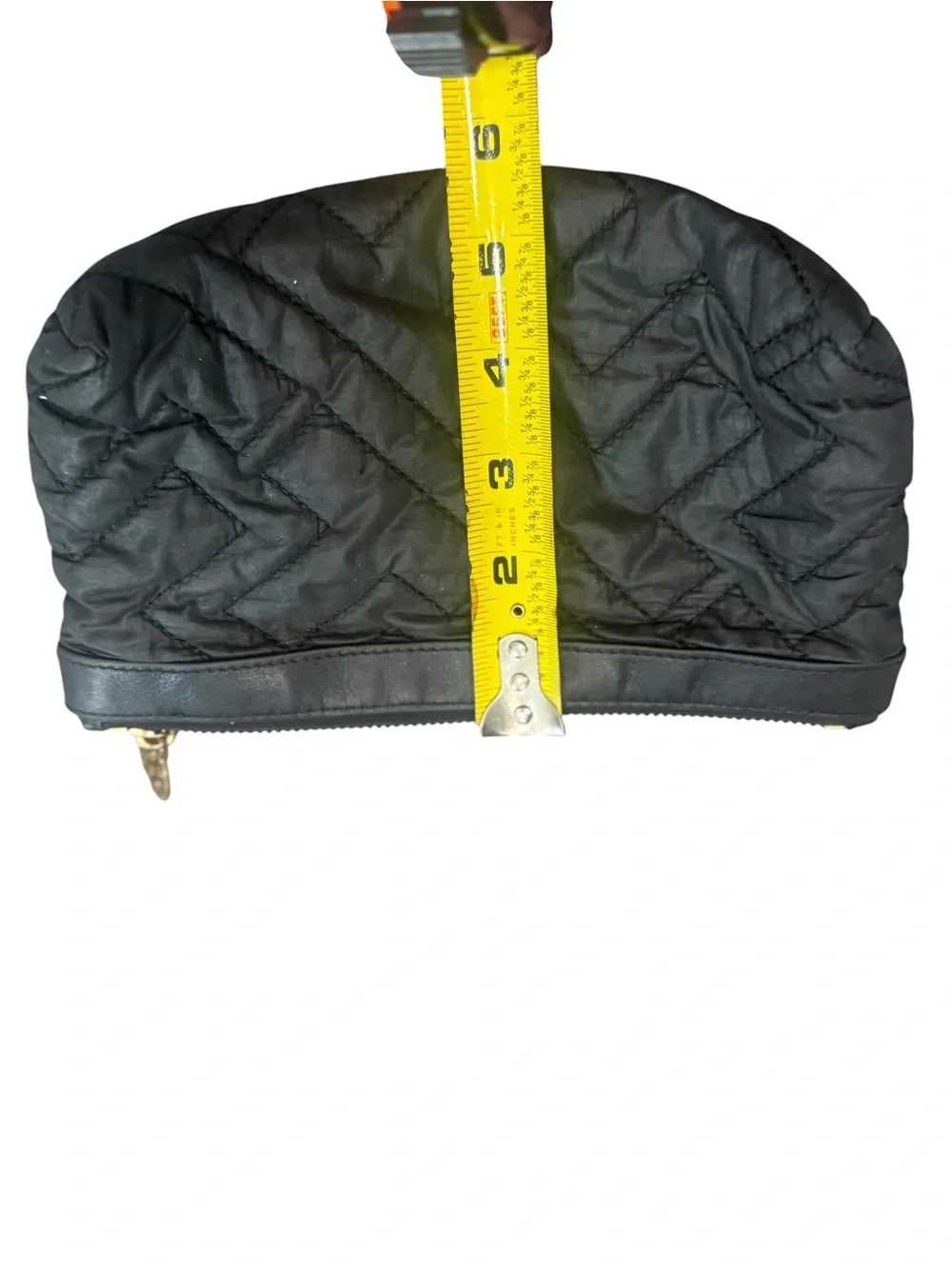 Tory Burch Black Quilted Zip Cosmetic Pouch with Gold Accent
